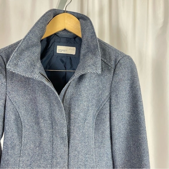 Esprit Size 8 Wool Blend Retro Collared Peacoat Utility Jacket Fall Winter Warm - Picture 9 of 9